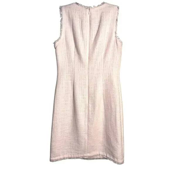 Karl Lagerfeld Paris Pink Tweed Shift Dress with Front Pockets Size 6 - Picture 4 of 10